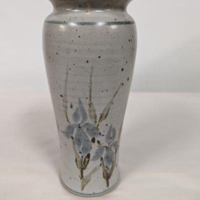 Signed Ceramic Vase Flower Design