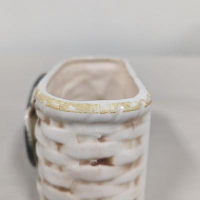Vintage NAPCO Ceramic Fishing Creel Basket Planter