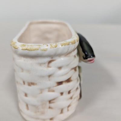Vintage NAPCO Ceramic Fishing Creel Basket Planter