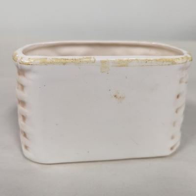 Vintage NAPCO Ceramic Fishing Creel Basket Planter