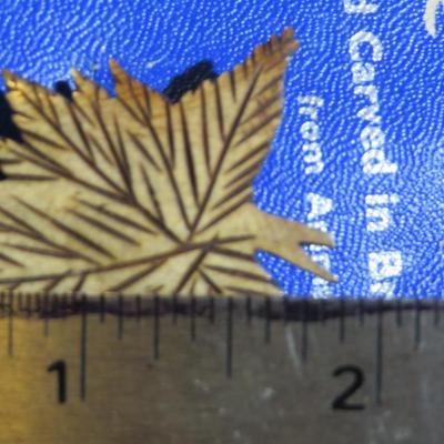 Maple Leaf Carved Animal Bone - Brooch Lapel Pin