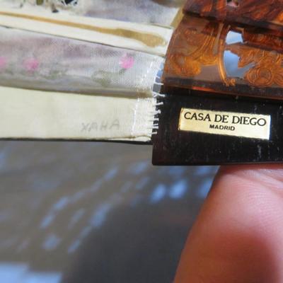 Rare Goya El Cacharrero Silk Lace Hand Fan La Vendimia Unique Artwork Frame 6