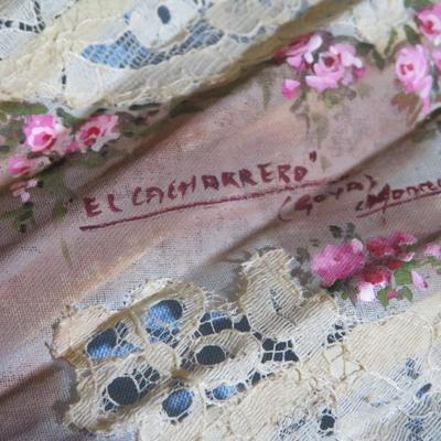 Rare Goya El Cacharrero Silk Lace Hand Fan La Vendimia Unique Artwork Frame 6