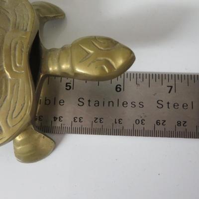Vintage Brass Turtle & Brass Fly Ashtray / Trinket Box