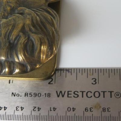 Antique Brass Office Desk Top Paper Holder - Abraham Lincoln