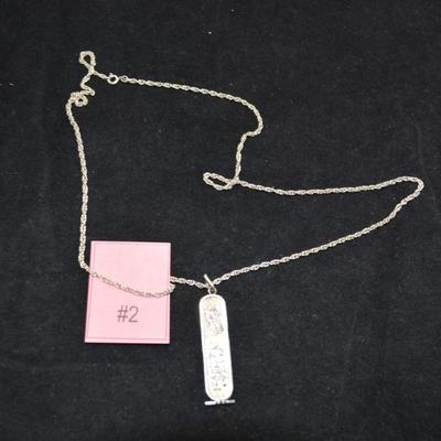 925 Sterling 2 Sided Cartouche + 925 What Chain 24" 12.6g