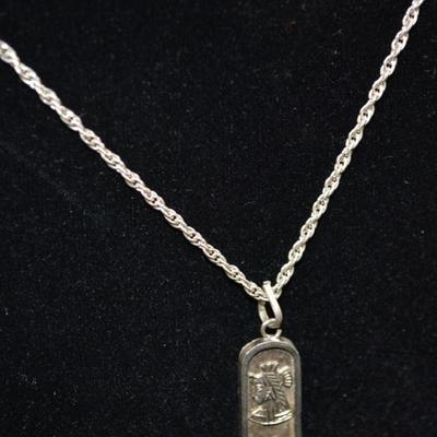925 Sterling 2 Sided Cartouche + 925 What Chain 24" 12.6g