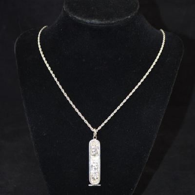 925 Sterling 2 Sided Cartouche + 925 What Chain 24" 12.6g