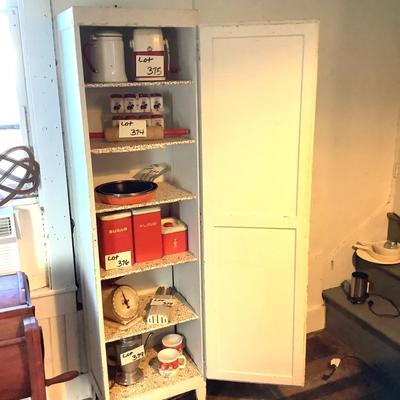 380 Vintage White Painted Wooden Chimney Cupboard