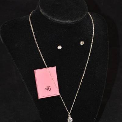 925 Sterling Chain with 925 Spinel Pendant and Matching Studs 18" 2.7g