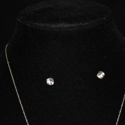 925 Sterling Chain with 925 Spinel Pendant and Matching Studs 18" 2.7g