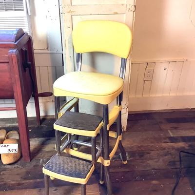 384 Vintage Cosco Yellow Chair with Folding Steps
