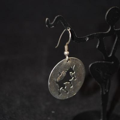 925 Sterling Unicorn Drop Earrings 4.6g