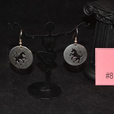 925 Sterling Unicorn Drop Earrings 4.6g