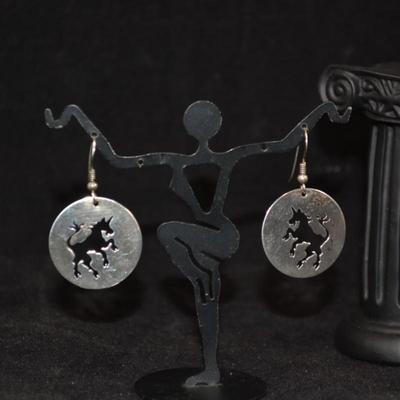 925 Sterling Unicorn Drop Earrings 4.6g