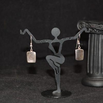 Rectangular 925 Sterling & Abalone Earrings 3.4g