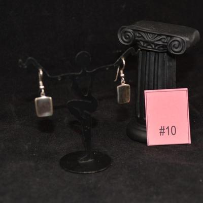Rectangular 925 Sterling & Abalone Earrings 3.4g