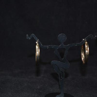Gold Tone 925 Sterling Hoop Earrings 4.5g