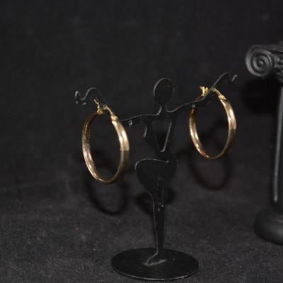 Gold Tone 925 Sterling Hoop Earrings 4.5g