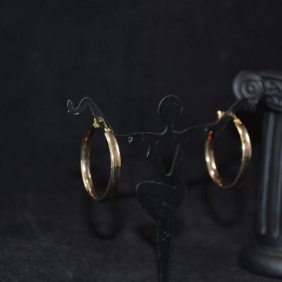 Gold Tone 925 Sterling Hoop Earrings 4.5g