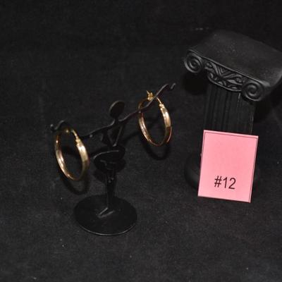 Gold Tone 925 Sterling Hoop Earrings 4.5g