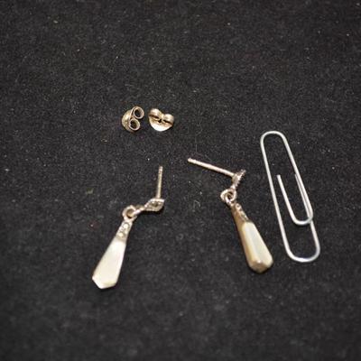 925 Sterling Abalone and Marcasite Drop Earrings 2.4g