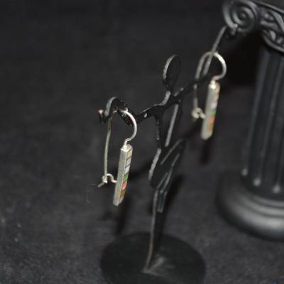 Slim 925 Sterling Multi-Stone Drop Earrings 3.1g