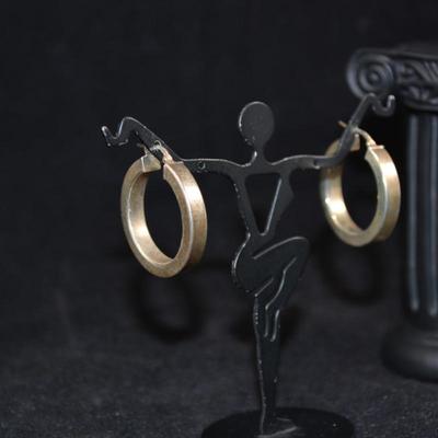 Gold Tone Chunky 925 Sterling Hoop Earrings 7.1g
