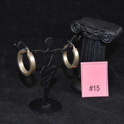 Gold Tone Chunky 925 Sterling Hoop Earrings 7.1g