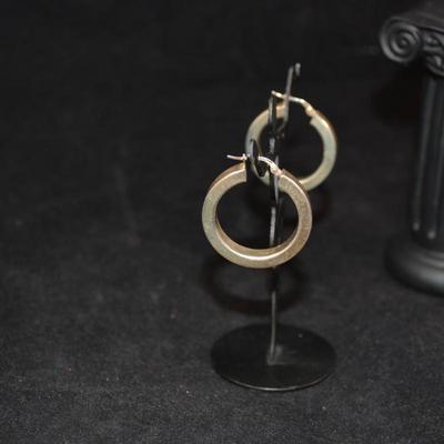 Gold Tone Chunky 925 Sterling Hoop Earrings 7.1g
