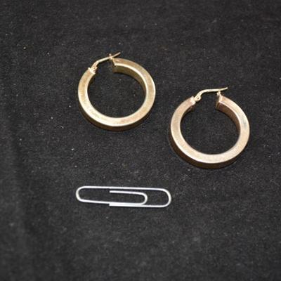 Gold Tone Chunky 925 Sterling Hoop Earrings 7.1g