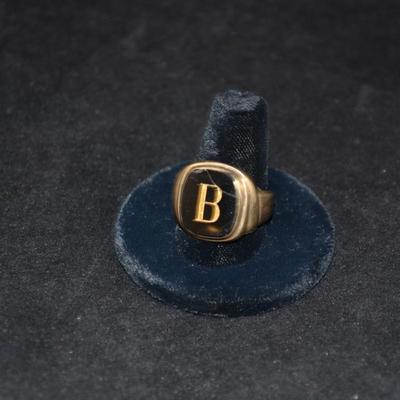 10K Gold "B" Monogrammed Ring Size 11 Cracked 6.2g