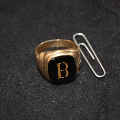10K Gold "B" Monogrammed Ring Size 11 Cracked 6.2g