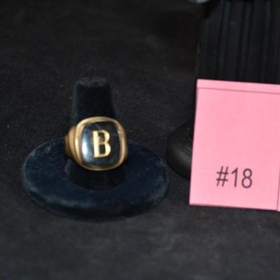 10K Gold "B" Monogrammed Ring Size 11 Cracked 6.2g
