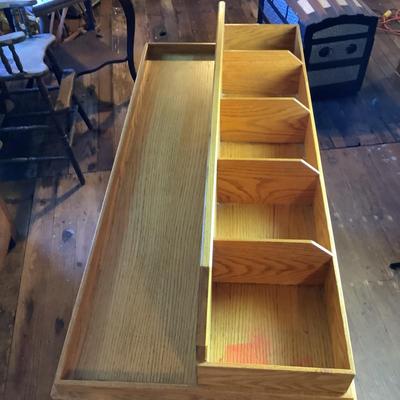 392 Vintage Wooden Rolling Store Display Cart