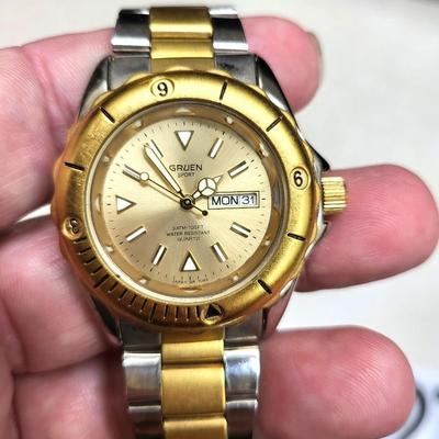 Gold/Silver Gruen Sport 3 ATM-100FT Water Resistant Quartz