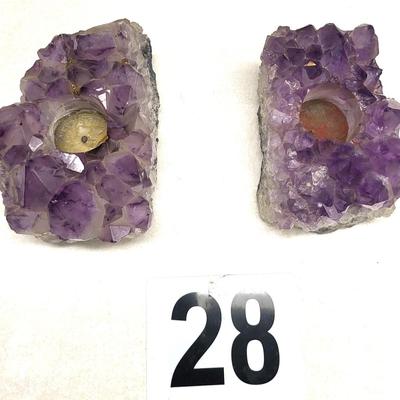 2 Pieces of Natural Amethyst Geode Cluster - 1) 4 1/2 x 5 1/2 2) 5 x 4