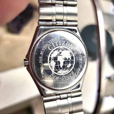 Citizen Eco-Drive Stainless Steel Diamond Bezel Unisex Watch E110-S001421 with Box