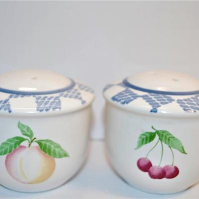 Cherries, Peaches and Plums Set with a "Gingham" Top 2 3/4"