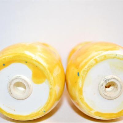 Handpainted Yellow Set with Dots and Flowers 3 1/2"