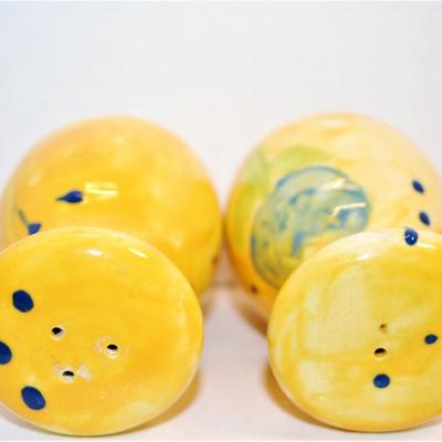 Handpainted Yellow Set with Dots and Flowers 3 1/2"