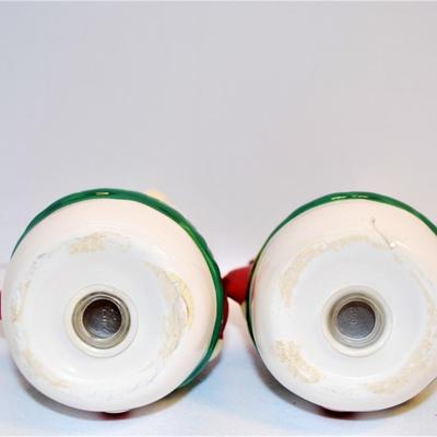 Snowmen with Green Coats + Hats, Red Scarf and Orange Nose 3 1/2"