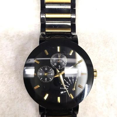 Bulova Men's Black IP Gold Accent Black Dial Modern Watch 98C124