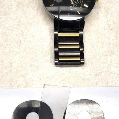 Bulova Men's Black IP Gold Accent Black Dial Modern Watch 98C124