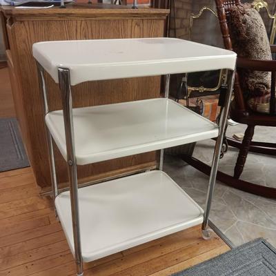 3 TIER METAL KITCHEN CART WITH ELECTRIC OUTLET