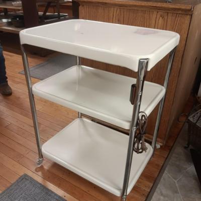 3 TIER METAL KITCHEN CART WITH ELECTRIC OUTLET