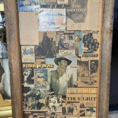 Vintage Mid-Century John Wayne "DUKE" Magazine/Newspaper Clipping Collage/Composite 23" x 41" as Pictured.