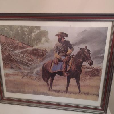 Framed Art Print Maj. General Jeb Stuart on Horseback 'The Last Cavalier' 554/1000