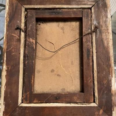 Antique Very Early Dutch School Oil Painting Unknown Artist Frame Size 9.5" x 11.5" w/Large Center Canvas & Frame Damage as...