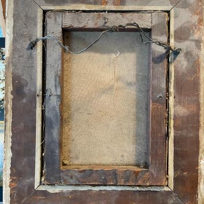 Antique Very Early Dutch School Oil Painting Unknown Artist Frame Size 9.5" x 11.5" w/Center Canvas & Frame Damage as...